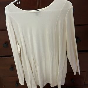J Jill L Petite Cream Tunic Shirt With Pleating